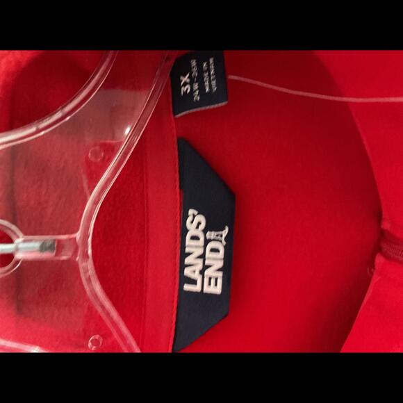 Lands' End Red Fleece Quarter Zip Pullover - 3X, Anti-Static & Anti-Pill 3X - Picture 3 of 8